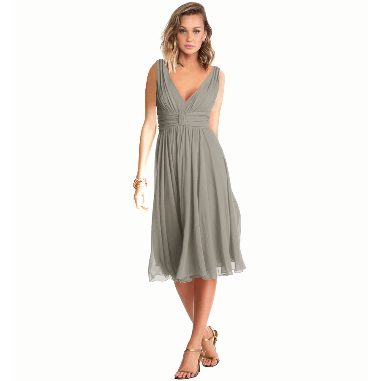 New Exquisite V-Neck Cocktail Evening Party Chiffon Day Dress Grey | eBay